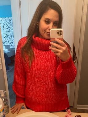 A NEW DAY Fuzzy Cable Knit Turtleneck Sweater